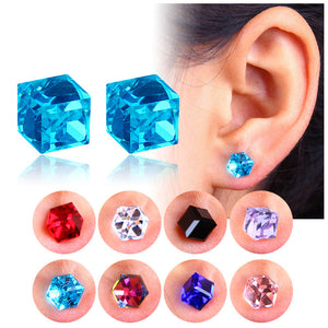 Creative Unisex Cubic Crystal Magnetic Clip Earrings