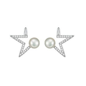 Star Moon Rhinestones Pearl Earring Jewelry for Women