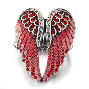 Vintage Inlaid Angelic Angel Wings Ring Elasticity Rings