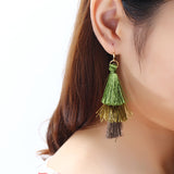 Women's  Bohemian Tassel Earrings Hand-made Three Layers Different Color Ear Drop Unique Gift 