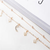 Cute Beads Moon Star Multilayer Barefoot Sandals Anklet