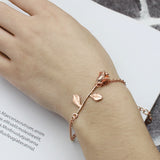 Trendy Rose Gold Silver Plated Flower Chain Bracelets