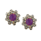 Simple Gemstone Ear Stud Micro Paved Flower Earring Classic