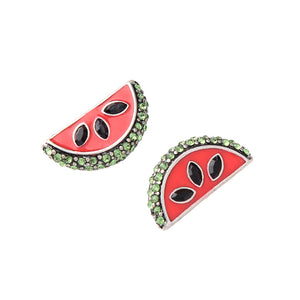 Fashion Rhinestone Enamel Watermelon Piercing Earring