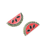 Fashion Rhinestone Enamel Watermelon Piercing Earring