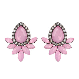 Sweet Drop Rhinestones Women's Crystal Flower Leaf Earrings