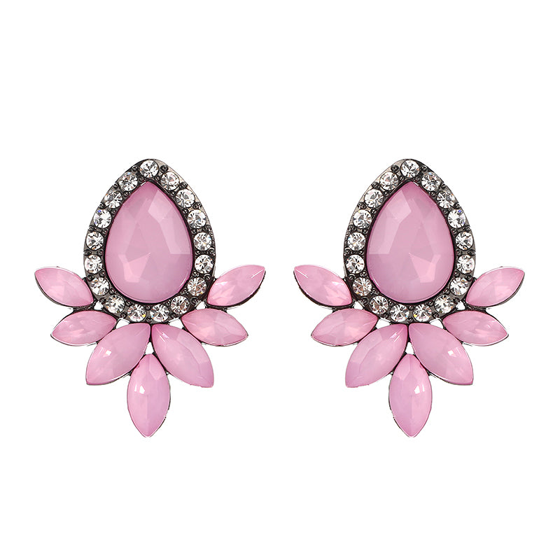 Sweet Drop Rhinestones Women's Crystal Flower Leaf Earrings