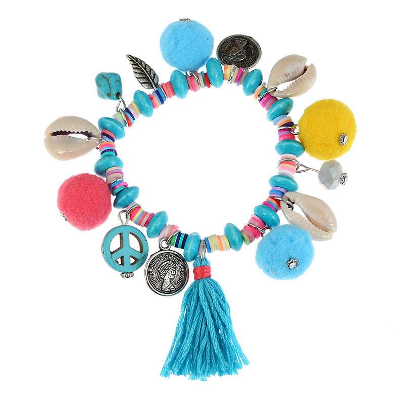 Bohemian Charm Bracelet Handmade Vintage Beads Tassels Brace