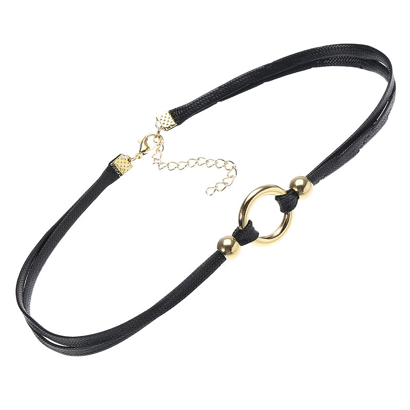 Punk Women's Choker Dacron Circle Charm Simple Style Clavicle Necklace Clothing Accessories