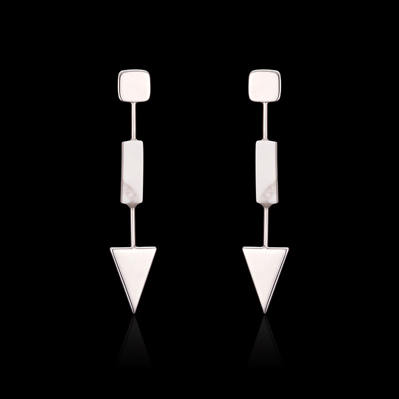 Earrings for Women Luxury Platinum Plated Simple Geometric Pendant Ear Stud Best Gift