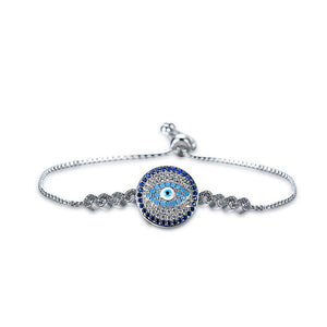 Unisex Jewelry Unique Blue Evil Eye Zircon Adjustable Charm Bracelet  