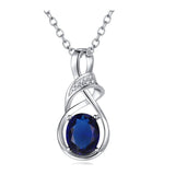 Trendy Sterling Silver Blue Rhinestone Pendant Necklaces