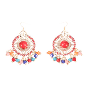 Bohemian Colorful Women's Bead Tassel Drop Earrings