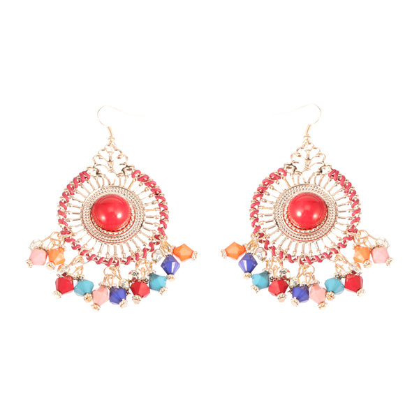 Bohemian Colorful Women's Bead Tassel Drop Earrings