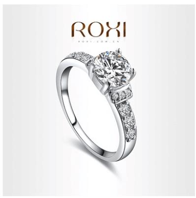 ROXI 18k White Gold Plated Platinum Wedding Hand-crafte Ring