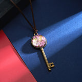 Vintage Gypsophila Metal Key Pendant Necklaces for Women