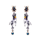 Retro Magic Hands Spider Drop Crystal Silver Dangle Earring