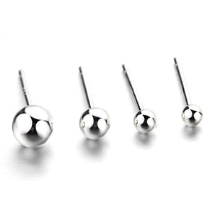 1pc Trendy 999 Sterling Silver Round Bead Ear Stud Earring