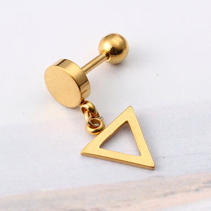 1 Piece Titanium Steel Earrings Fashion 316L Stainless Steel Triangle Pendant Ear Stud for Men Women