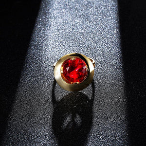 Ruby Crystal Gold Plated Fine Copper Elegant Finger Ring Fine Jewelry for Women