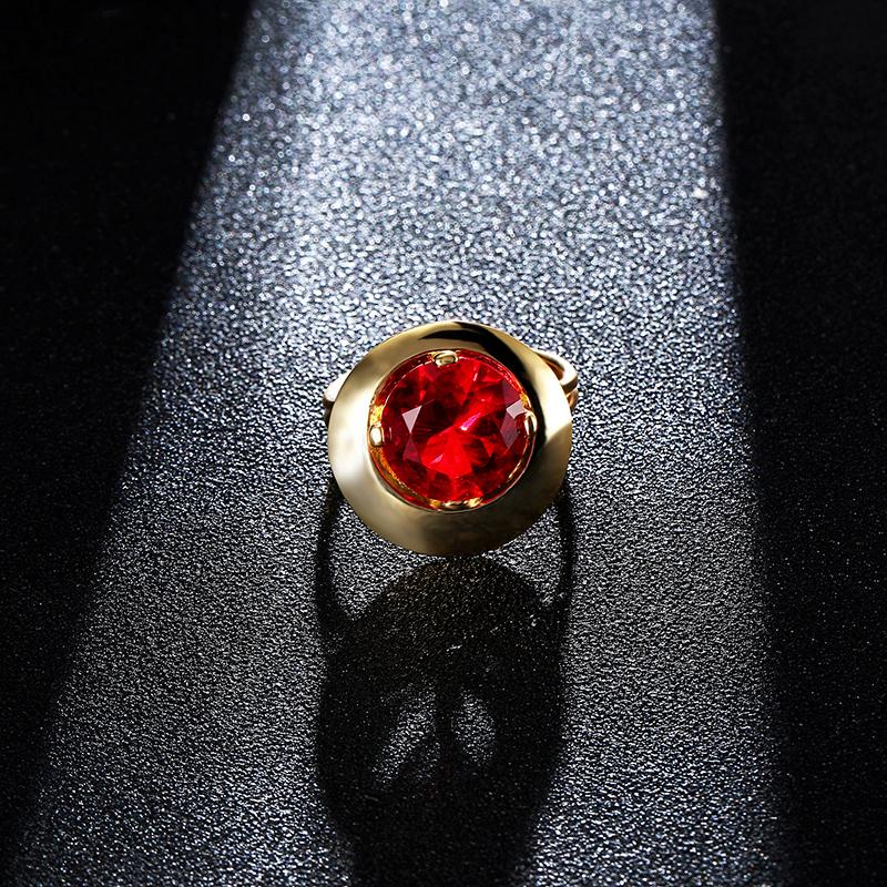 Ruby Crystal Gold Plated Fine Copper Elegant Finger Ring Fine Jewelry for Women