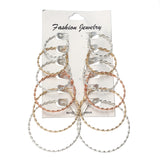 6 Pairs Fashion Hoop Earrings Set Gold Silver Stud Earrings Women Jewelry