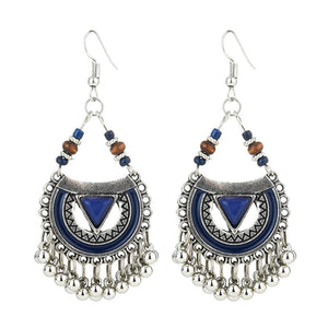 Ethnic Exaggerated Multielement Triangle Fan Shaped Earring