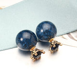 Trendy Crystal Blue Ball Crown Ear Stud Exquisite Best Gift Earrings Jewelry for Women