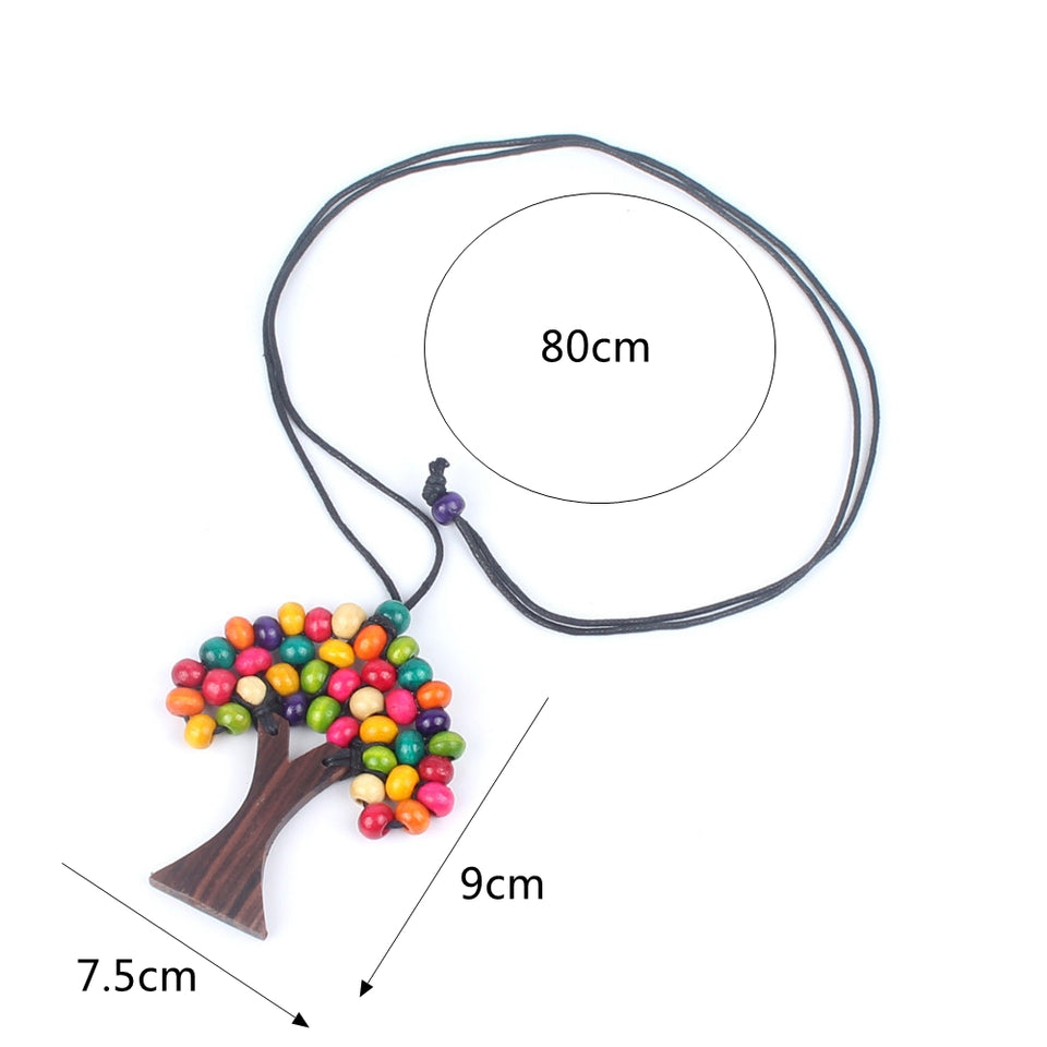 Bohemian Handmade Wooden Beads Tree of Life Necklace