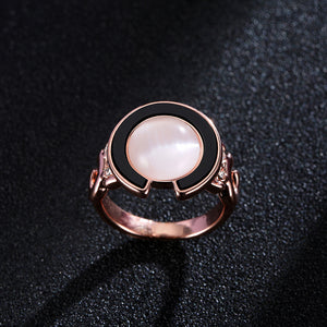 Trendy Rose Gold Engagement Ring Circle Shape Opal Ring Cothing Accessories