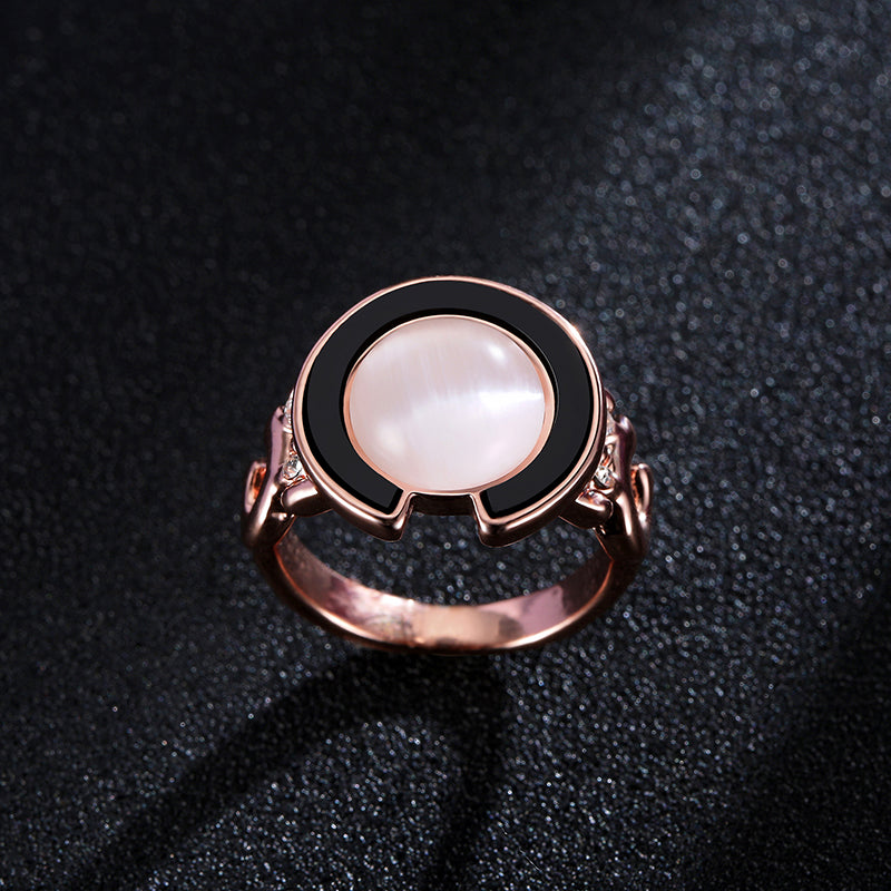 Trendy Rose Gold Engagement Ring Circle Shape Opal Ring Cothing Accessories