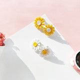 Daisy Flower Stud Earrings Fashion Yellow White Earrings