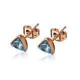 Cute Inlay Zircon Crystal Triangle Ear Stud Earrings Women Jewelry