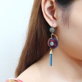 Bohemian Earrings Luxury Gold Plated Flower Charm Tassel Pendant Ear Drop Boho Jewelry for Women 