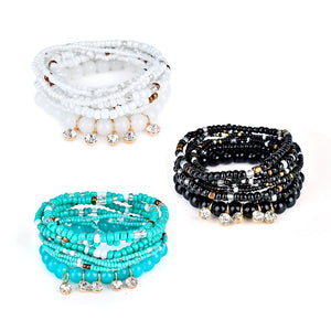 Bohemian Charming Bracelet Beads Rhinestone Multilayer Bracelets for Women