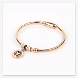 Classic Tree of Life Charm Bangle Bracelets Simple Rose Gold