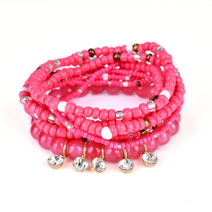 Bohemian Charming Bracelet Beads Rhinestone Multilayer Bracelets for Women