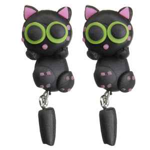 Cute Handmade Polymer Clay Cartoon Animal Earrings For Women