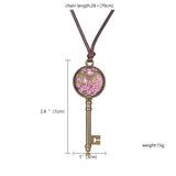 Vintage Gypsophila Metal Key Pendant Necklaces for Women