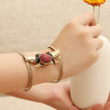 Retro Red Turquoise Open End Bangle Bracelets Gift for Women 