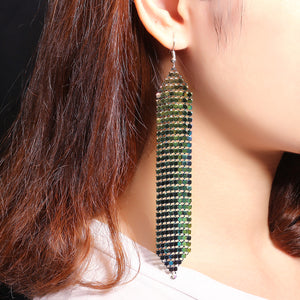 Tassels Long Earrings Sequins Geometric Drop Fashion Jewelry for Women