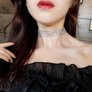 Fashion Choker Necklace Grenadine Mental Paillette