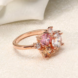 Sweet Gold Plated Multicolor Zircon Ring Party Women Ring