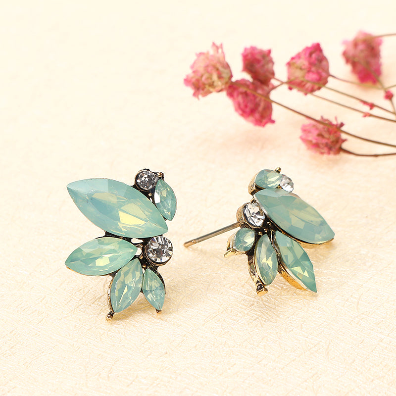 Elegant Crystal Wings Ear Stud Flower Rhinestones Earrings Gift for Her