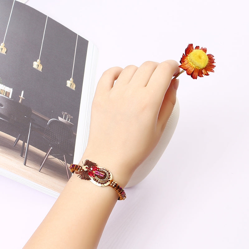 Bohemian Bracelet Luxury Gold Plated Leather Bangle Women Boho Jewelry Unique Gift