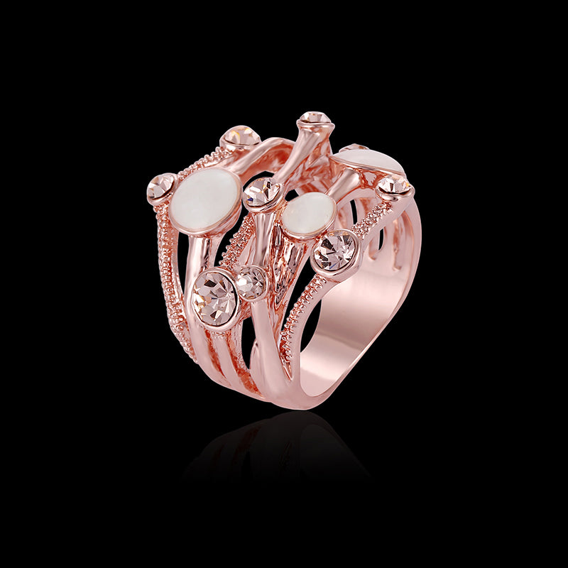 Irregular Interlaced Line Rose Gold Opal Ring Clothing Accessories Fashion Women Jewelry