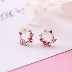 925 Sterling Silver Needle Shell Flower Butterfly Earrings