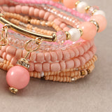 Bohemian Tassel Pendant Multilayer Colorful Bead Bracelet Jewelry for Women