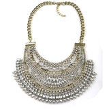 European Multilayer Crystal Rhinestone Statement Choker Necklace