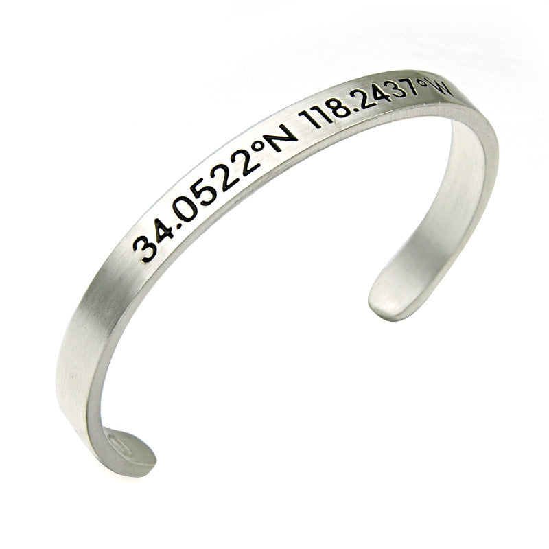 Unisex Engraved Degree of Longitude Latitude Bracelet